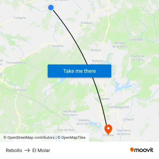 Rebollo to El Molar map