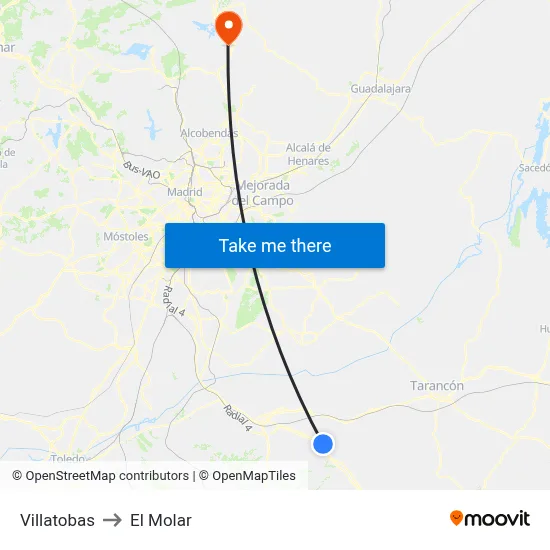 Villatobas to El Molar map