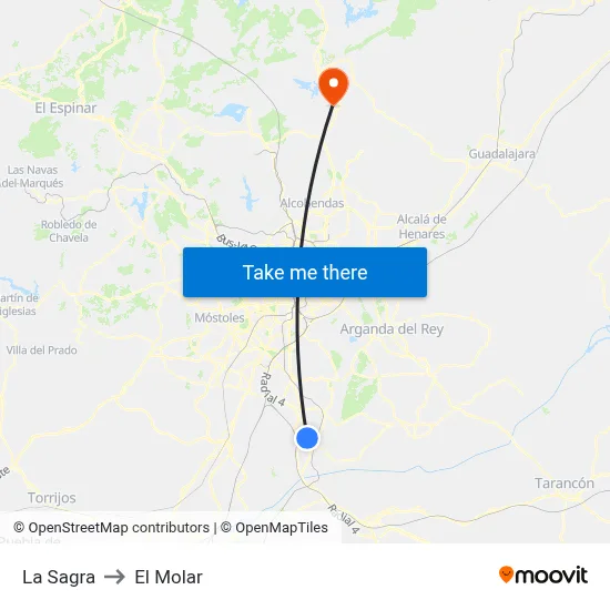 La Sagra to El Molar map