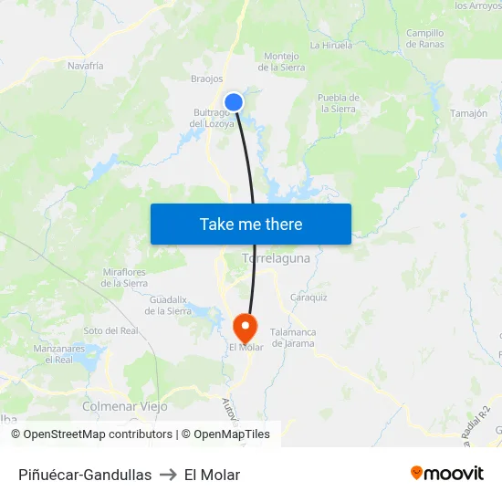Piñuécar-Gandullas to El Molar map