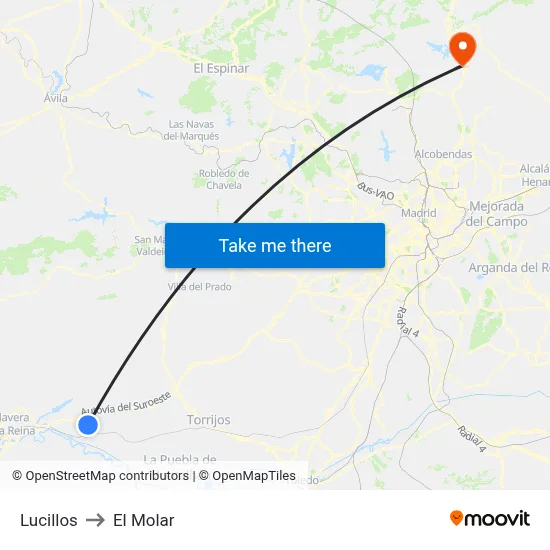Lucillos to El Molar map