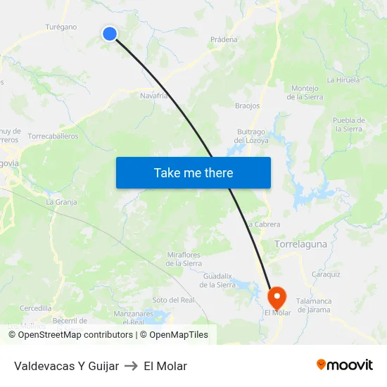 Valdevacas Y Guijar to El Molar map