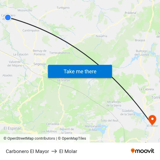 Carbonero El Mayor to El Molar map
