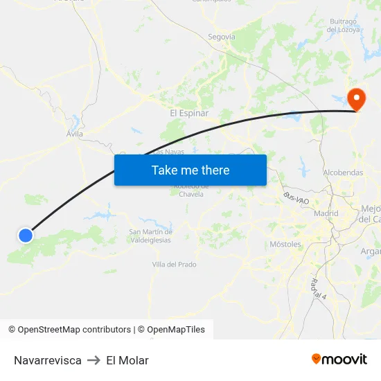 Navarrevisca to El Molar map