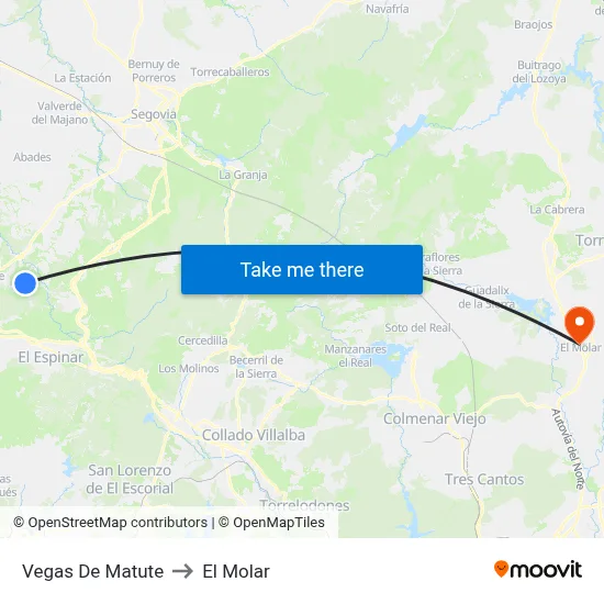 Vegas De Matute to El Molar map