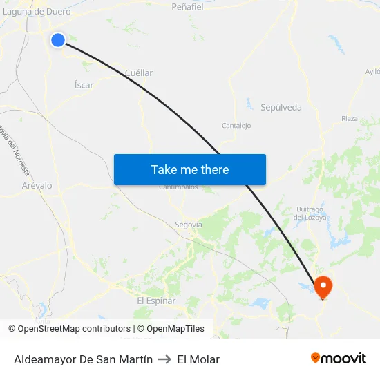 Aldeamayor De San Martín to El Molar map