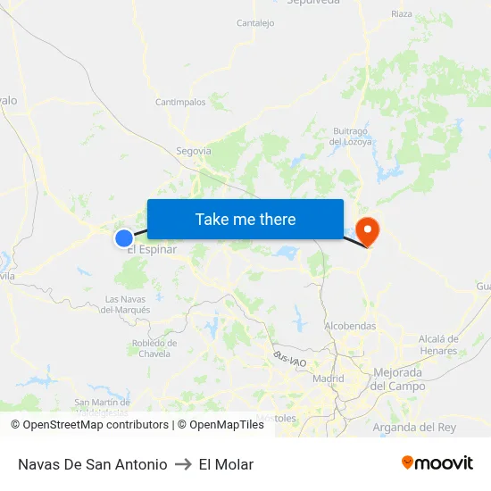 Navas De San Antonio to El Molar map