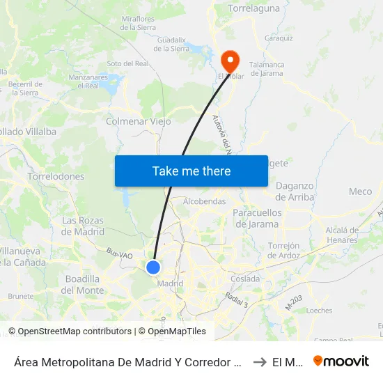 Área Metropolitana De Madrid Y Corredor Del Henares to El Molar map