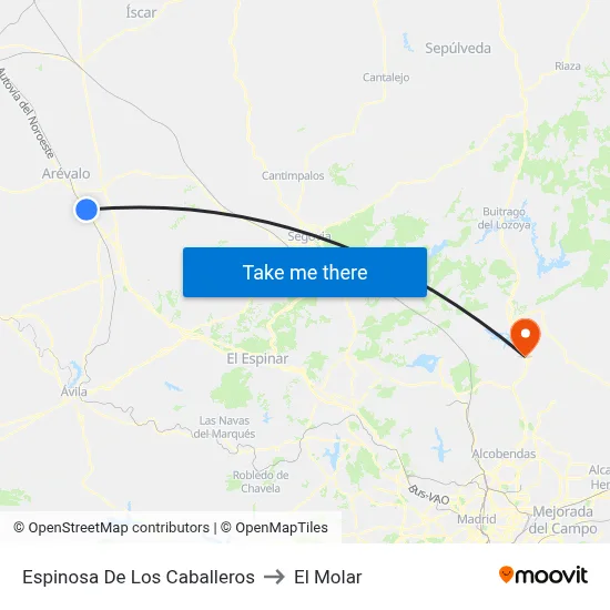 Espinosa De Los Caballeros to El Molar map