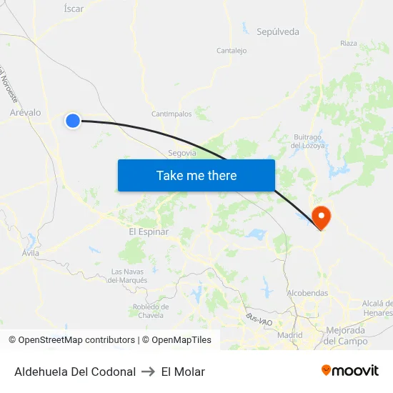 Aldehuela Del Codonal to El Molar map