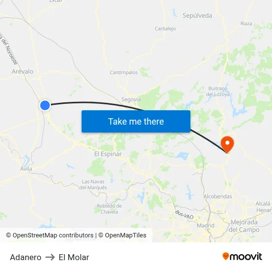 Adanero to El Molar map