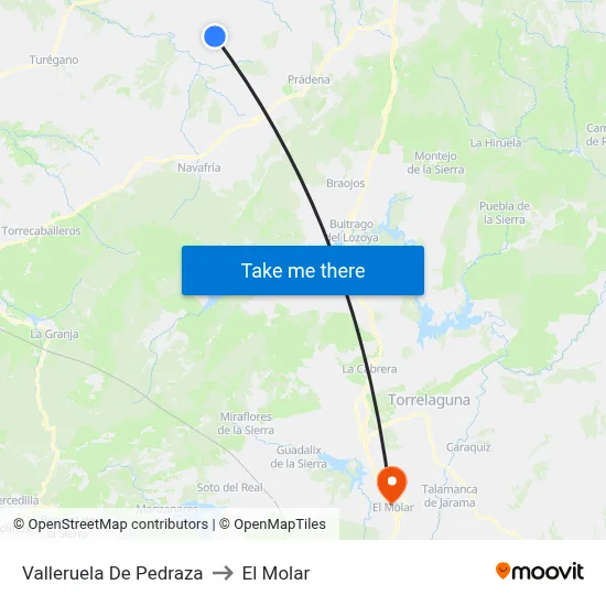 Valleruela De Pedraza to El Molar map