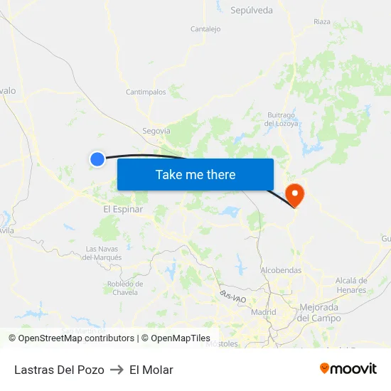 Lastras Del Pozo to El Molar map