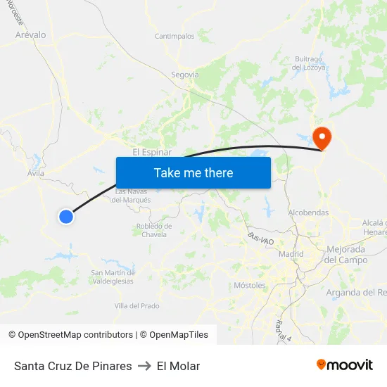 Santa Cruz De Pinares to El Molar map
