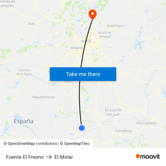 Fuente El Fresno to El Molar map