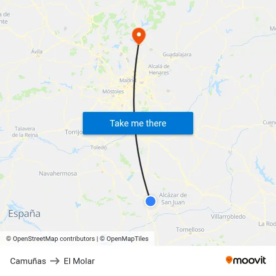 Camuñas to El Molar map