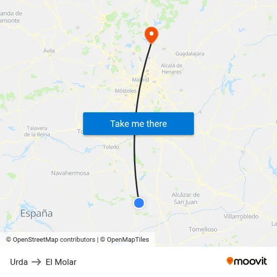 Urda to El Molar map