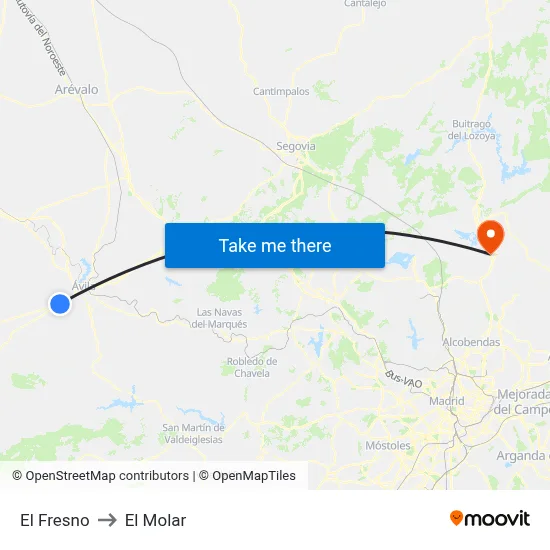 El Fresno to El Molar map