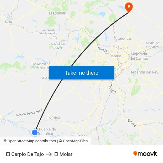 El Carpio De Tajo to El Molar map