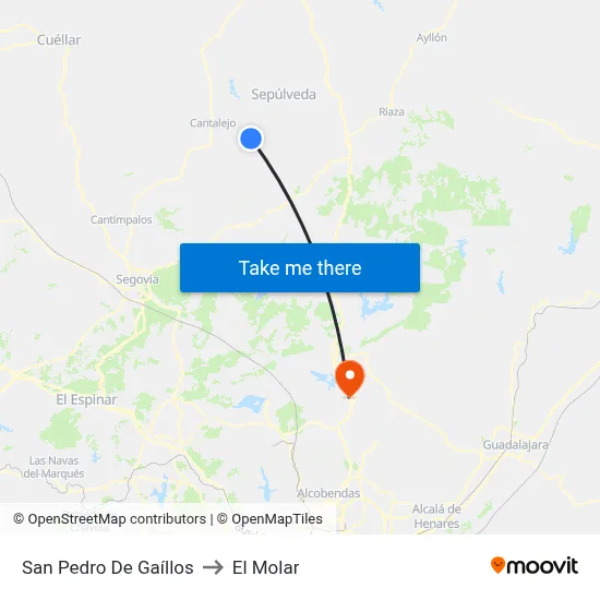 San Pedro De Gaíllos to El Molar map
