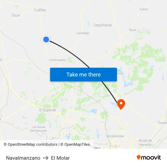 Navalmanzano to El Molar map