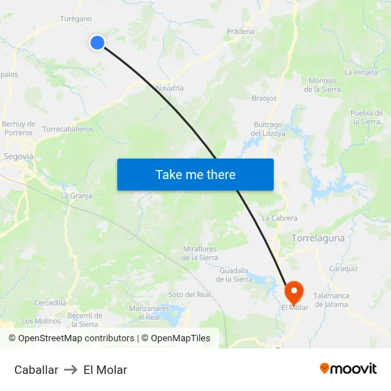 Caballar to El Molar map