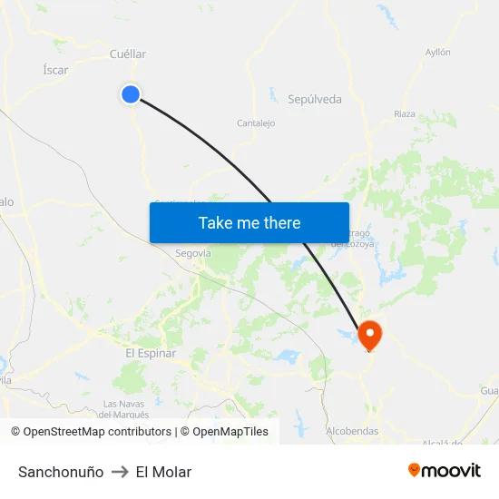 Sanchonuño to El Molar map