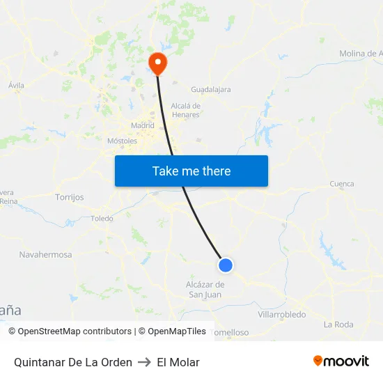 Quintanar De La Orden to El Molar map