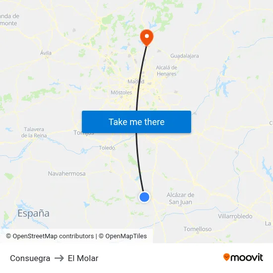 Consuegra to El Molar map