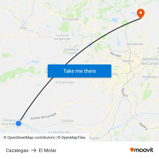 Cazalegas to El Molar map