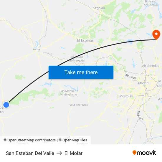 San Esteban Del Valle to El Molar map