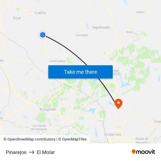 Pinarejos to El Molar map
