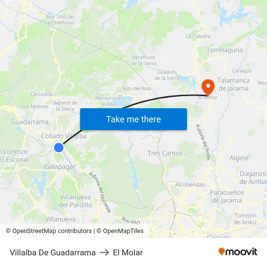 Villalba De Guadarrama to El Molar map