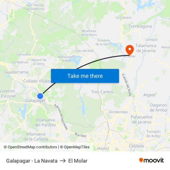 Galapagar - La Navata to El Molar map