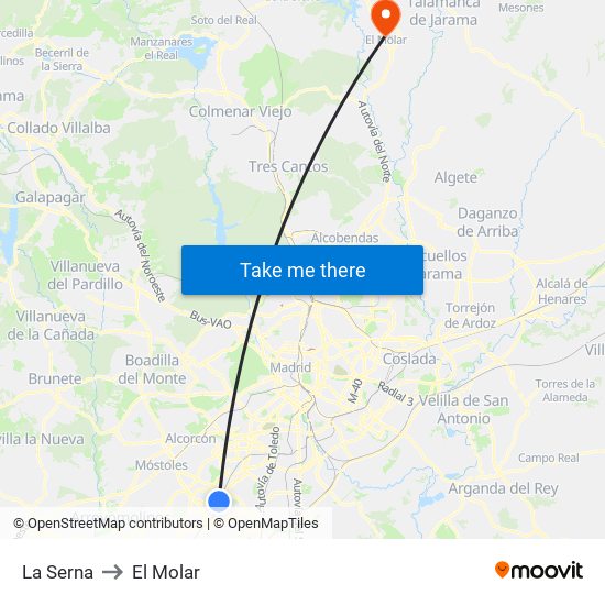 La Serna to El Molar map