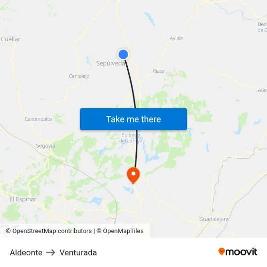 Aldeonte to Venturada map
