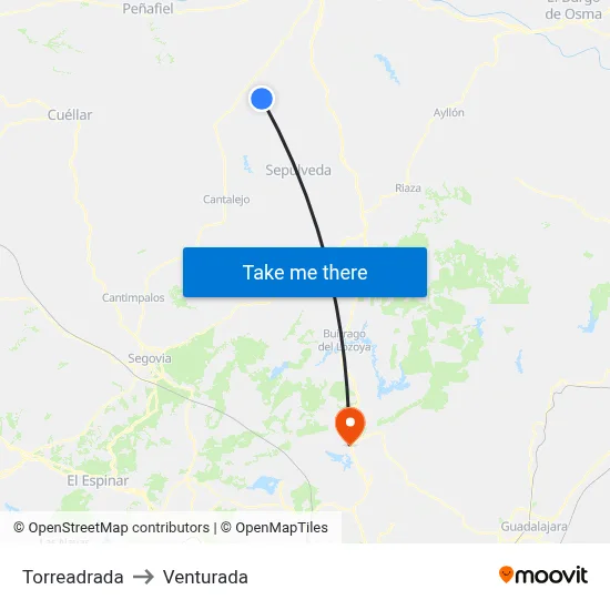 Torreadrada to Venturada map