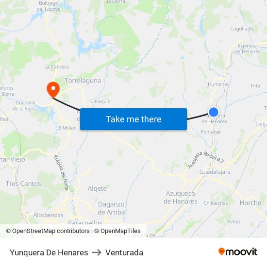 Yunquera De Henares to Venturada map