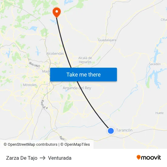 Zarza De Tajo to Venturada map
