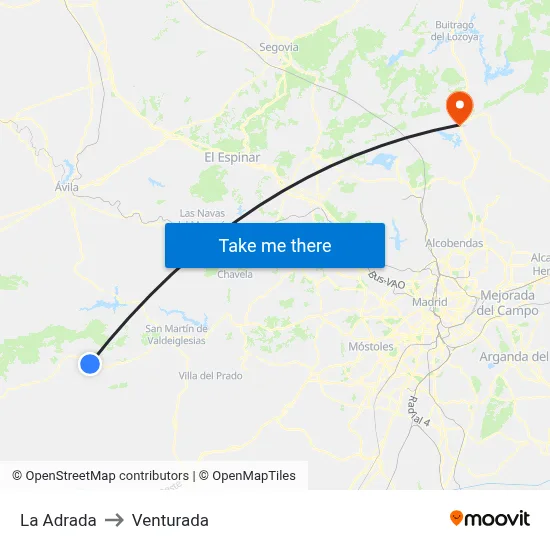La Adrada to Venturada map