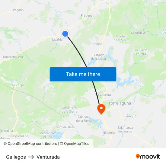 Gallegos to Venturada map