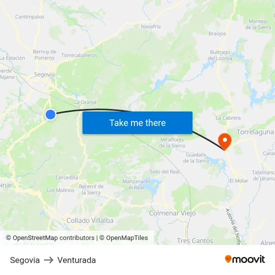 Segovia to Venturada map