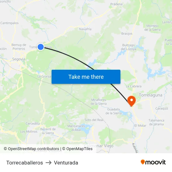 Torrecaballeros to Venturada map