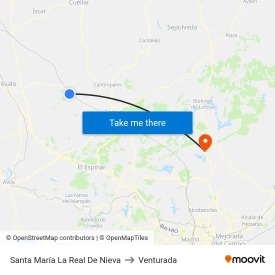 Santa María La Real De Nieva to Venturada map