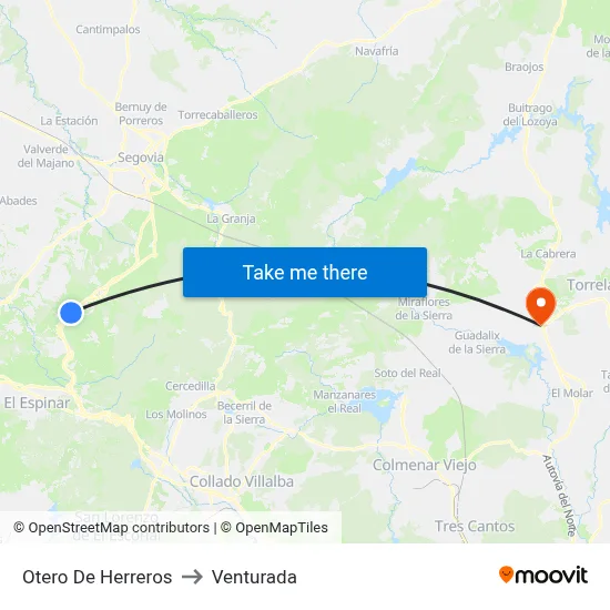 Otero De Herreros to Venturada map