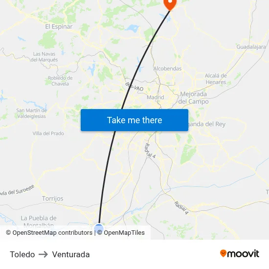 Toledo to Venturada map