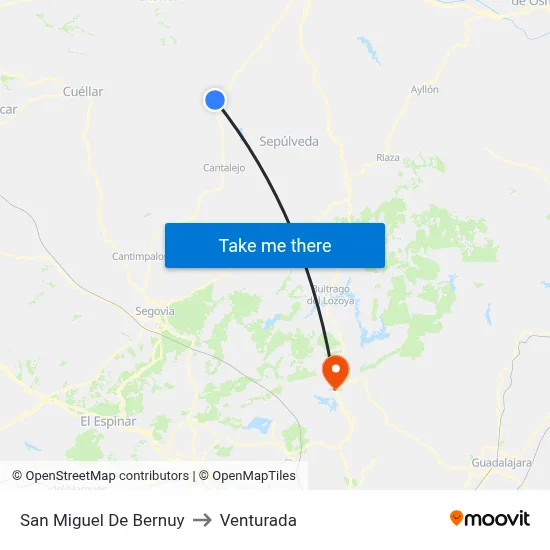 San Miguel De Bernuy to Venturada map