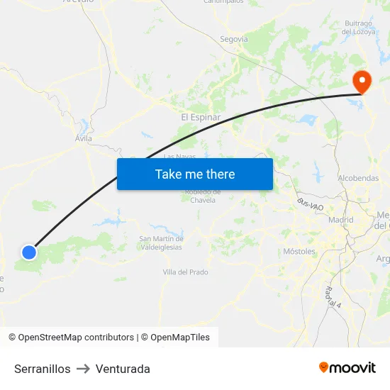 Serranillos to Venturada map