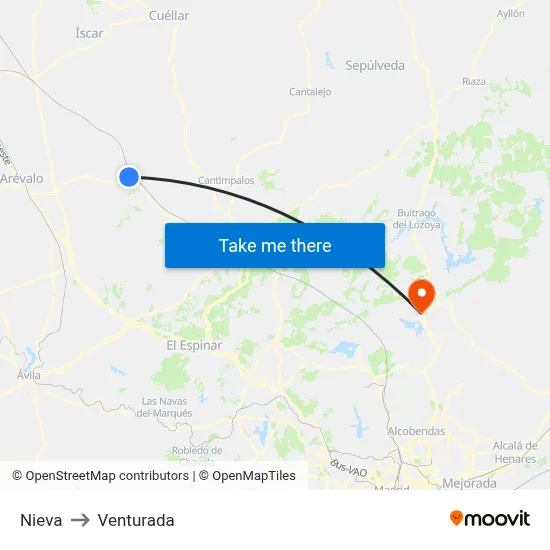 Nieva to Venturada map