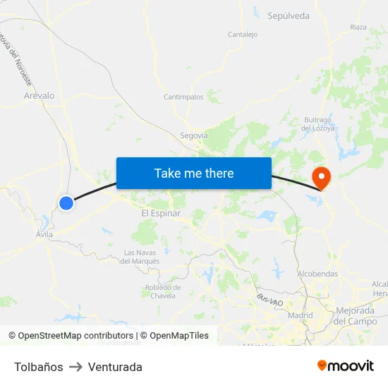 Tolbaños to Venturada map